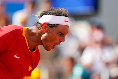 Rafa Nadal en un partido a finales de julio en los Juegos Olímpicos de París.