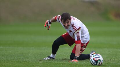 Casillas durante el entrenamiento