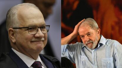 O ministro Edson Fachin (à esq.) e o ex-presidente Lula.