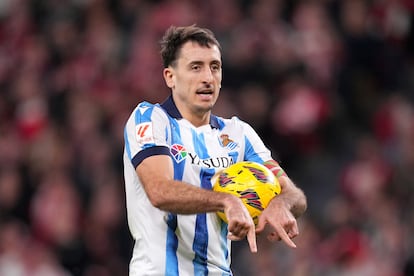 Mikel Oyarzabal celebra su anotación frente a Osasuna en la Copa del Rey.