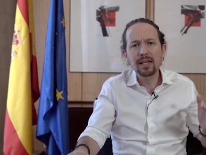 Pablo Iglesias, en el vídeo en el que anuncia que será candidato en las elecciones del 4 de mayo en la Comunidad de Madrid.