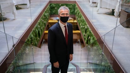 Jens Stoltenberg, en un hotel de Madrid, minutos después de la entrevista.