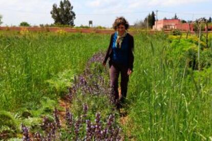 Catherine Filippone en su vergel ecológico, ubicado en las afueras de Rabat.