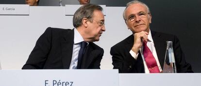 Florentino P&eacute;rez, presidente de ACS, e Isidro Fain&eacute;, presidente de la Fundaci&oacute;n Bancaria La Caixa.