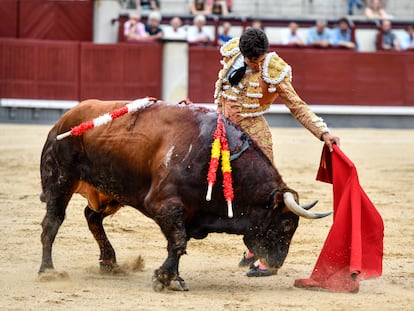 Álvaro Lorenzo torea al natural a su primer toro.