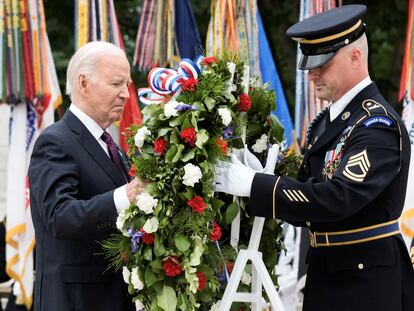 U.S. President Joe Biden during Memorial Day ceremonies at Arlington National Cemetery in Washington.