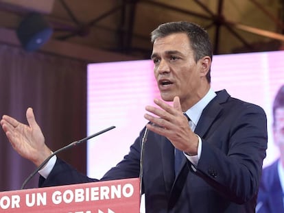 El secretario general del PSOE y presidente del Gobierno en funciones, Pedro Sánchez, durante la presentación de su plan de 370 medidas para gobernar España.