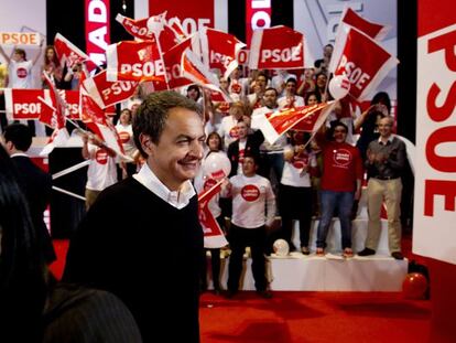 Zapatero, anoche en el cierre de campaña en Madrid