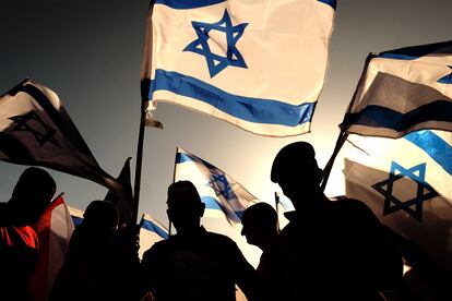 Una manifestación en Netanya en contra de la reforma judicial en Israel