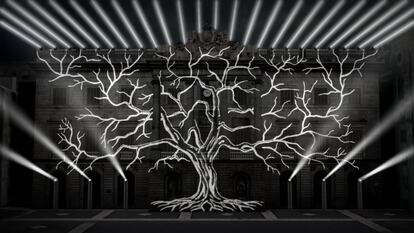 El mapping El árbol de la memoria se proyectará en la fachada del Ayuntamiento para recordar los bombardeos de la guerra.
