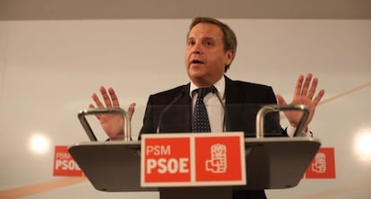 Carmona durante su comparecencia de este martes en la sede del PSM. 