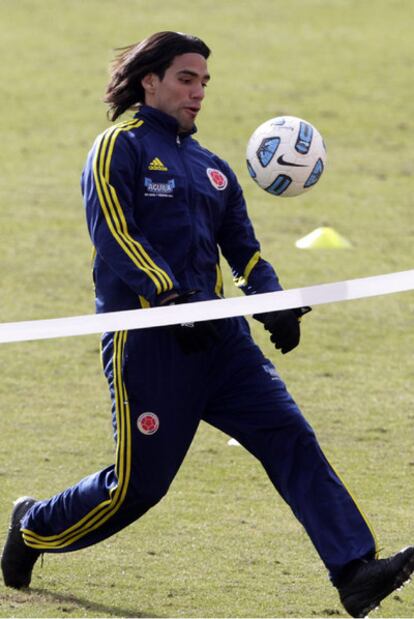 El colombiano Falcao en un entrenamiento.
