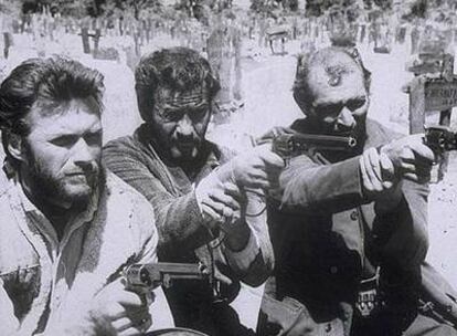 Clint Eastwood, Eli Wallach y Lee van Cleef, en <i>El bueno, el feo y el malo, </i>de Sergio Leone.