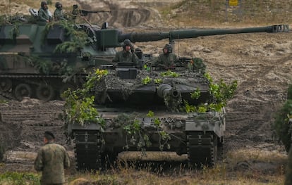 Tanques Leopard, de fabricación alemana, utilizados en unas maniobras de la OTAN en Polonia