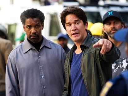 Denzel Washington y Daniel Espinosa, en el rodaje de 'El invitado'