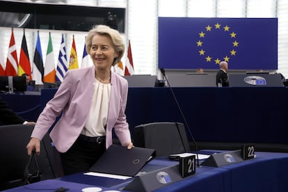La presidenta de la Comisión Europea, Ursula von der Leyen, en Estrasburgo esta semana.