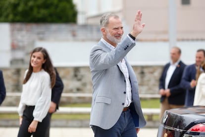 Los Reyes en su visita al concello de Burela (Lugo).