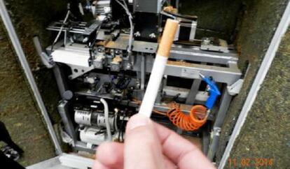 Detalle de la máquina que el cliente alquilaba para procesar el tabaco.