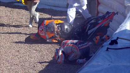Captura del accidente de Marc Márquez en el cirucito de Jerez.