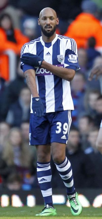 Nicolas Anelka celebra el gol, el pasado 28 de diciembre, con el gesto antisemita.