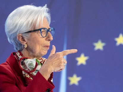 Christine Lagarde, presidenta del BCE, este jueves.