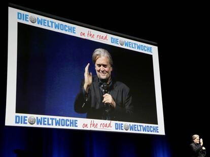 Steve Bannon el pasado marzo en Zurich durante el festival del semanario suizo 'Die Weltwoche'.  