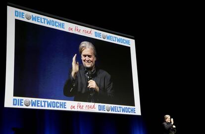 Steve Bannon el pasado marzo en Zurich durante el festival del semanario suizo 'Die Weltwoche'.  