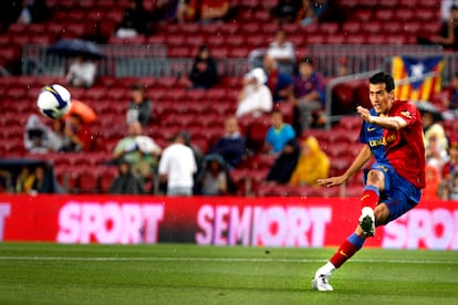 Sergio Busquets, durante un partido contra el Racing de Santander en el Camp Nou, en septiembre de 2008.
