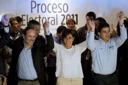 Luisa María Calderón, candidata del Partido Acción Nacional, celebra el resultado en Morelia.