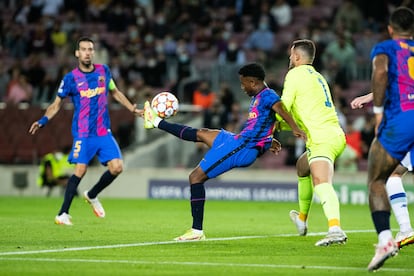 Ansu Fati, en el duelo ante el Dinamo en el Camp Nou