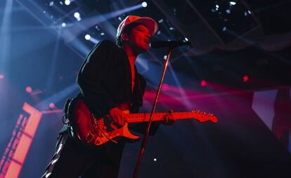 Actuación de Bruno Mars en el Palacio de los Deportes de Madrid, en 2017. 