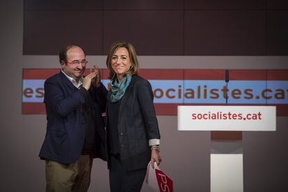 La candidata del PSC per Barcelona, amb Miquel Iceta, en les eleccions generals del 2015.