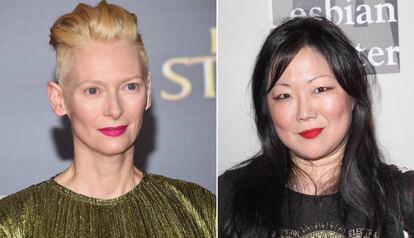Tilda Swinton y, a la derecha, la también actriz Margaret Cho.