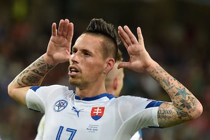 Los brazos tatuados de Marek Hamsik.