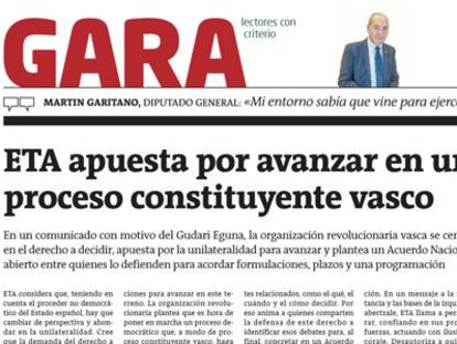 Portada de &#039;Gara&#039; con el comunicado.