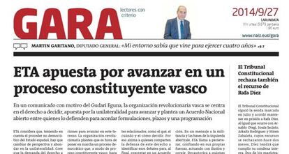 Portada de &#039;Gara&#039; con el comunicado.