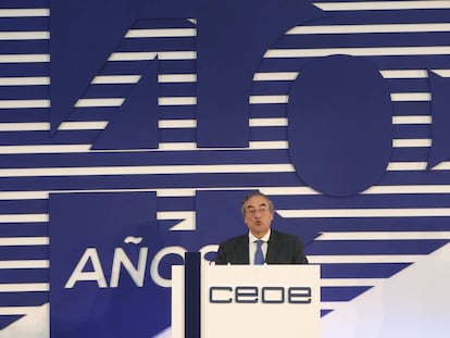 Juan Rosell, durante la conmemoraci&oacute;n del 40 aniversario de la CEOE.