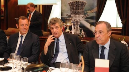 Sandro Rosell, Florentino P&eacute;rez y &Aacute;ngel Mar&iacute;a Villar. 