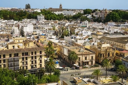 Vista de Sanlúcar de Barrameda desde la terraza del hotel Guadalquivir.