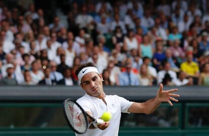 Federer, durante el partido contra Lajovic.