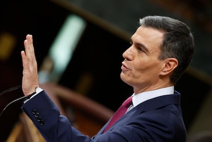 Pedro Sánchez, este miércoles en la primera jornada del debate de su investidura.