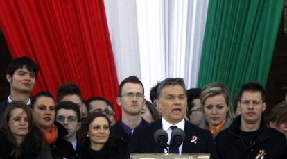 El primer ministro húngaro, durante su discurso.
