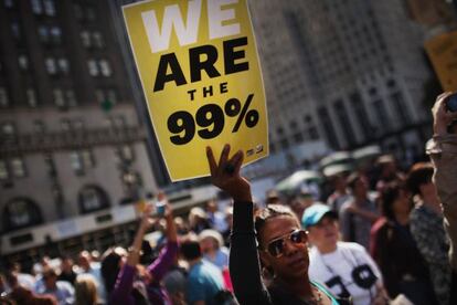 Manifestación del movimiento 'Ocuppy Wall Street' en Nueva York.