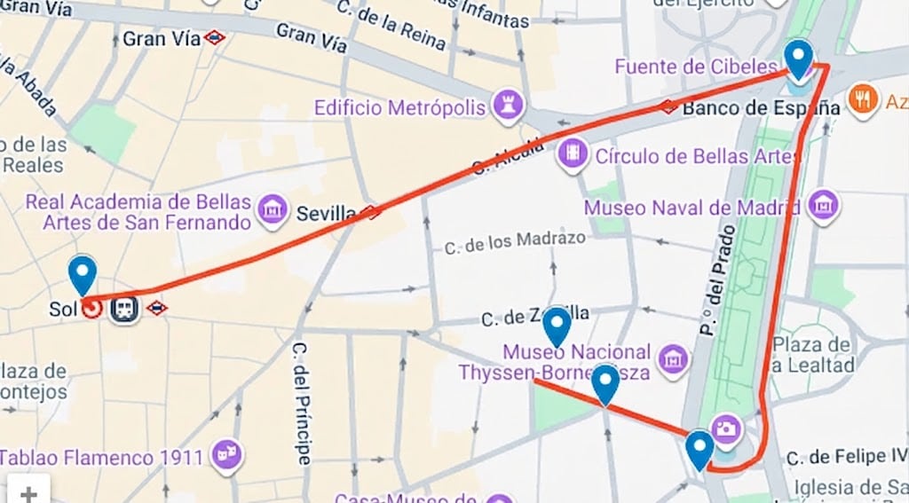 Recorrido de la manifestación contra los desahucios de este sábado 26 de septiembre. (Fuente: Google Maps)