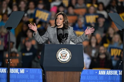 La candidata demócrata Kamala Harris, durante un mitin en Ann Arbor, Míchigan, el 28 de octubre de 2024.