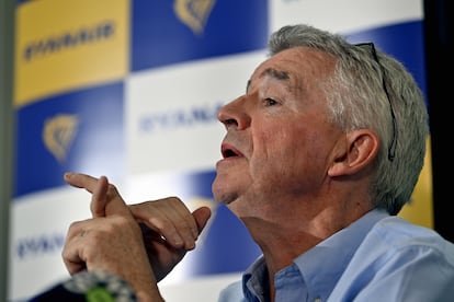 Michael O'Leary, en una conferencia de prensa en Bruselas.