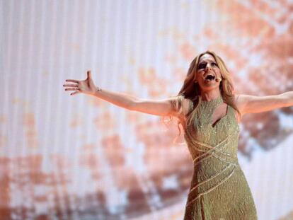 Edurne, durante el ensayo de Eurovisión de 2015 en Viena, Austria.