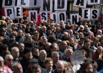 Manifestación de pensionistas en Madrid, en marzo pasado.