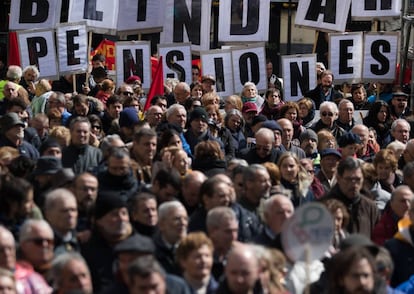 Manifestação de aposentados em Madri, em março passado.