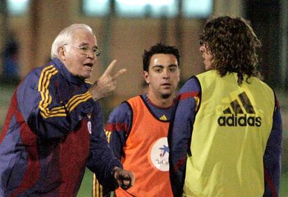 Puyol, junto a Luis Aragonés en 2007